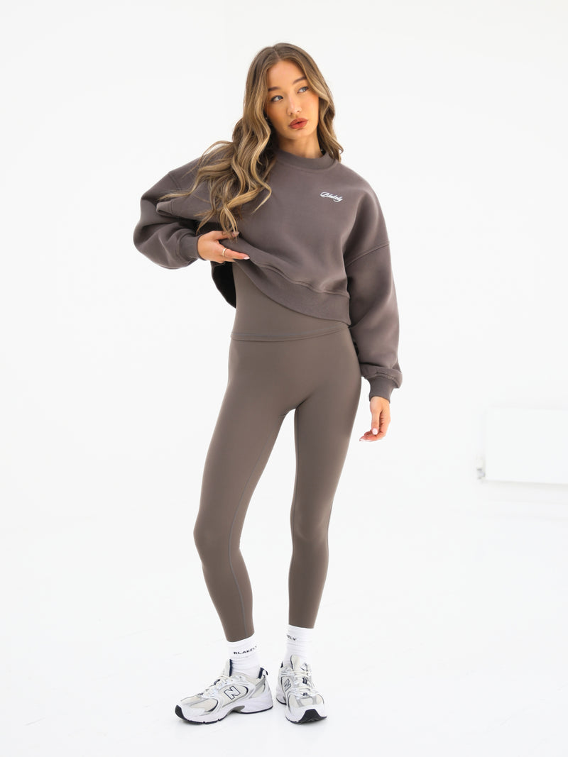 Off Duty Cropped Jumper - Ash Brown
