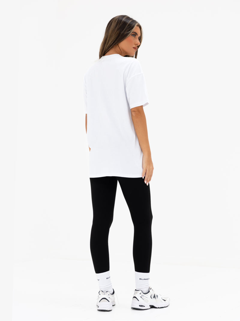 Sophia Oversized T-Shirt – Weiß & Klassisches Rot
