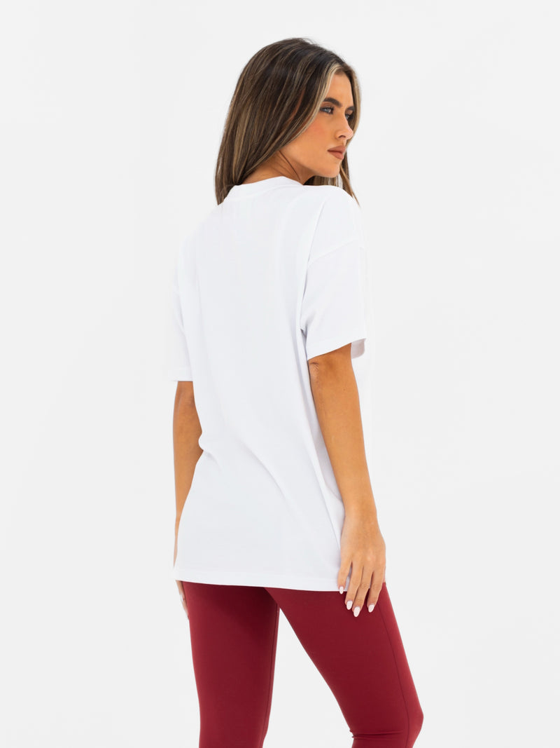 Isla Oversized T-Shirt - Weiß & Klassisches Rot