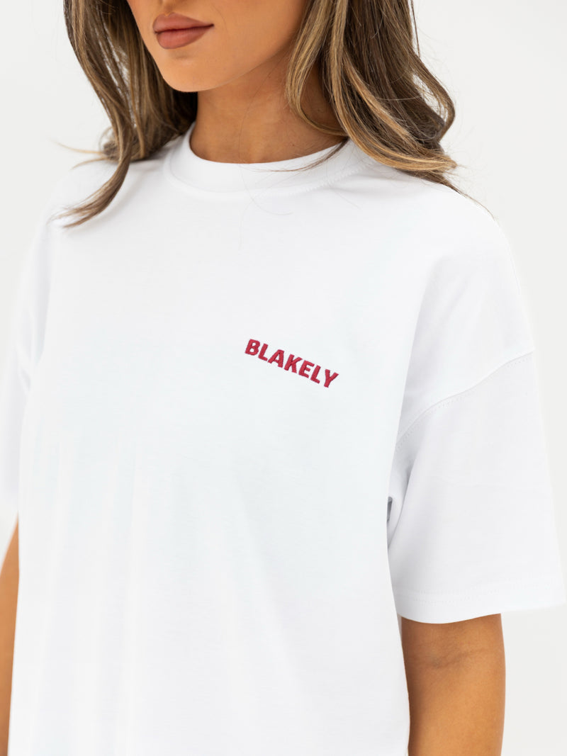 Isla Oversized T-Shirt - Weiß & Klassisches Rot