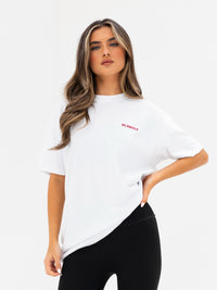 Isla Oversized T-Shirt - Weiß & Klassisches Rot