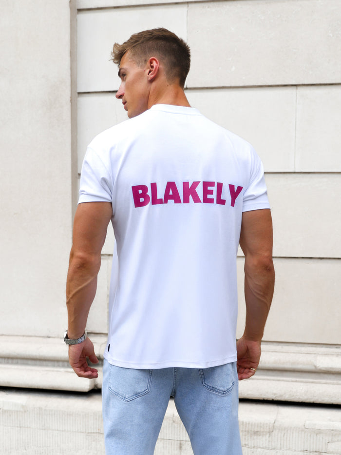 Arlo Relaxed T-Shirt - White & Pink