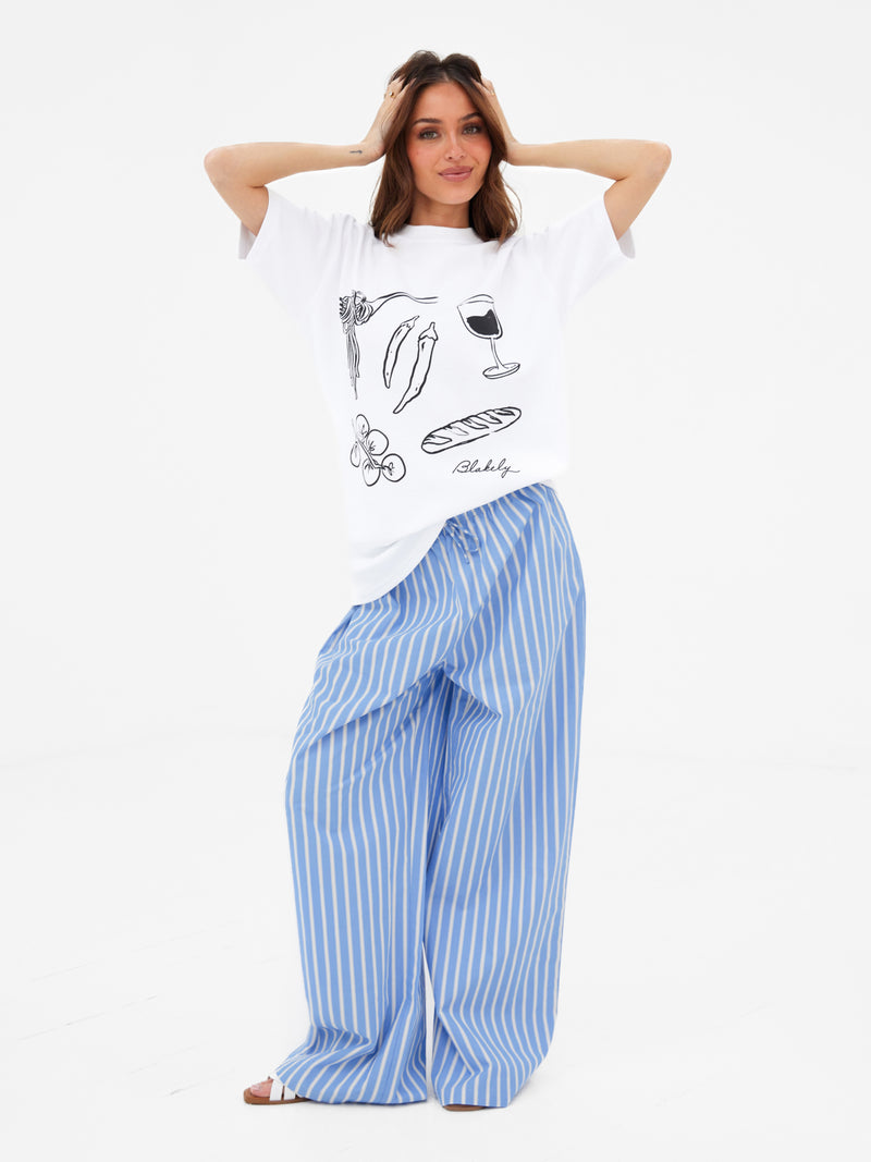Kiara Stripe Trousers - Blue