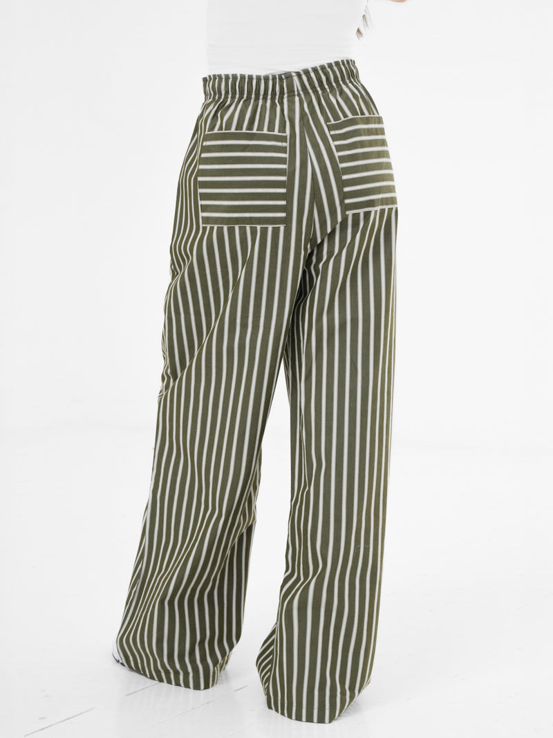Kiara Stripe Trousers - Khaki Green