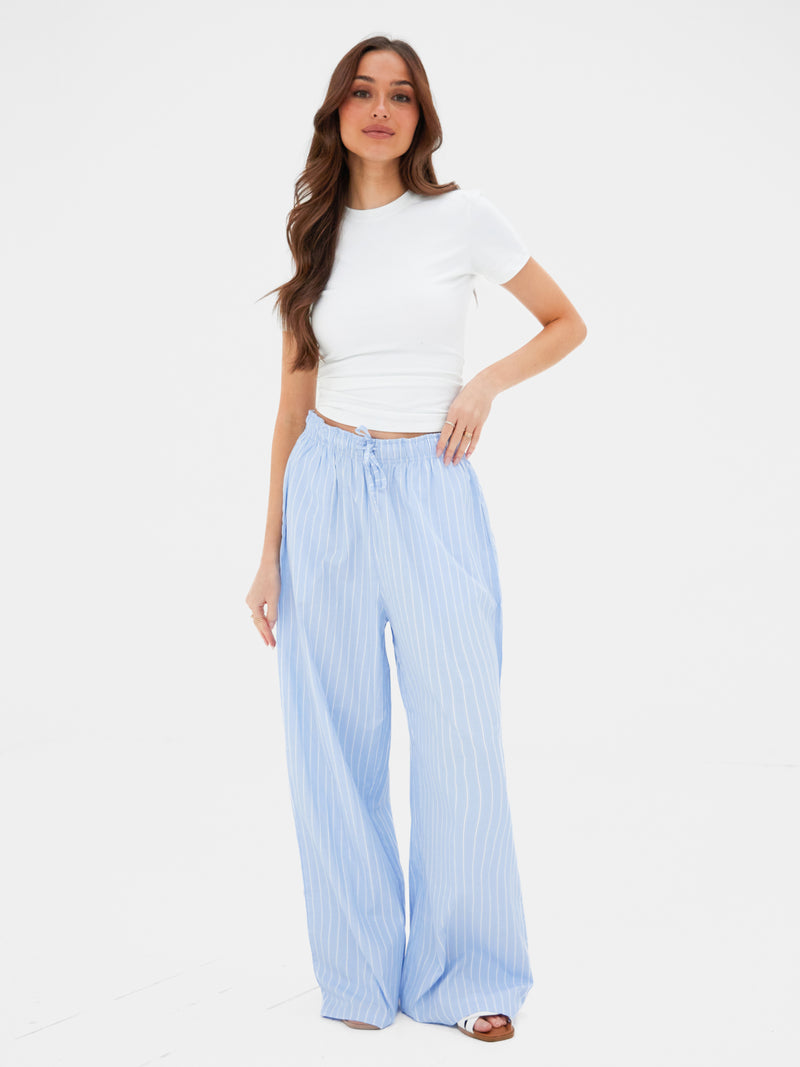 Elodie Stripe Trousers - Blue