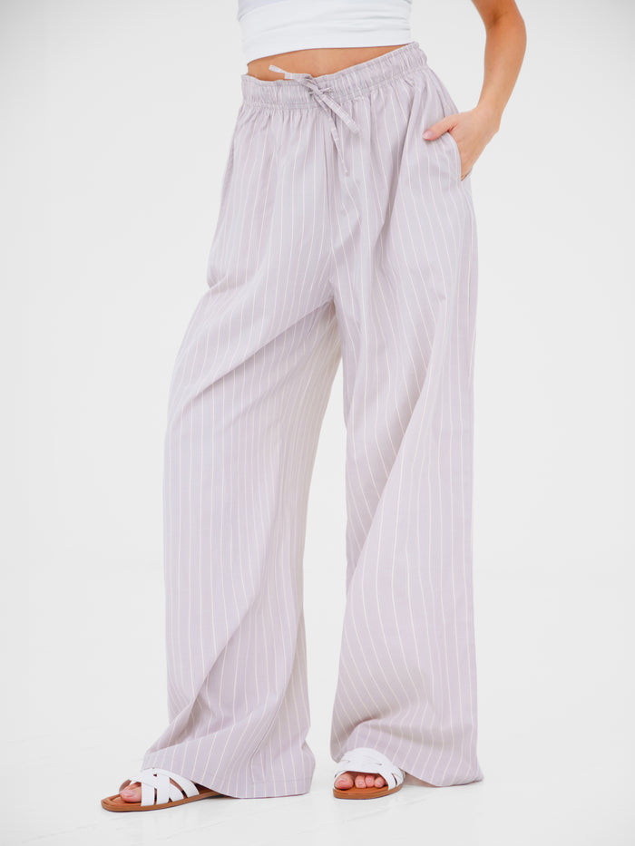 Elodie Stripe Trousers - Light Lilac