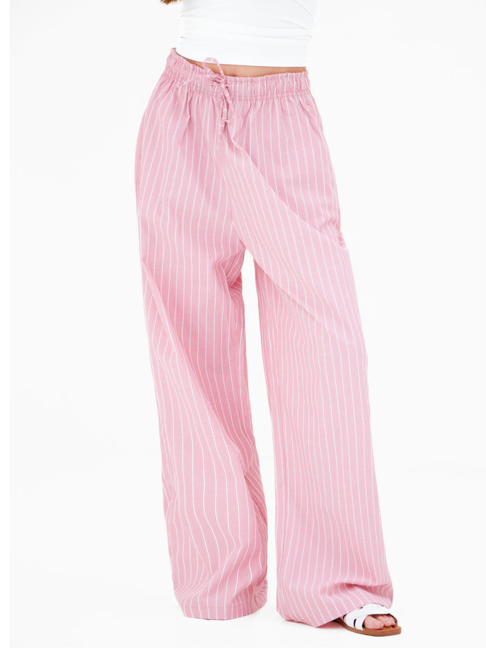 Elodie Stripe Trousers - Raspberry