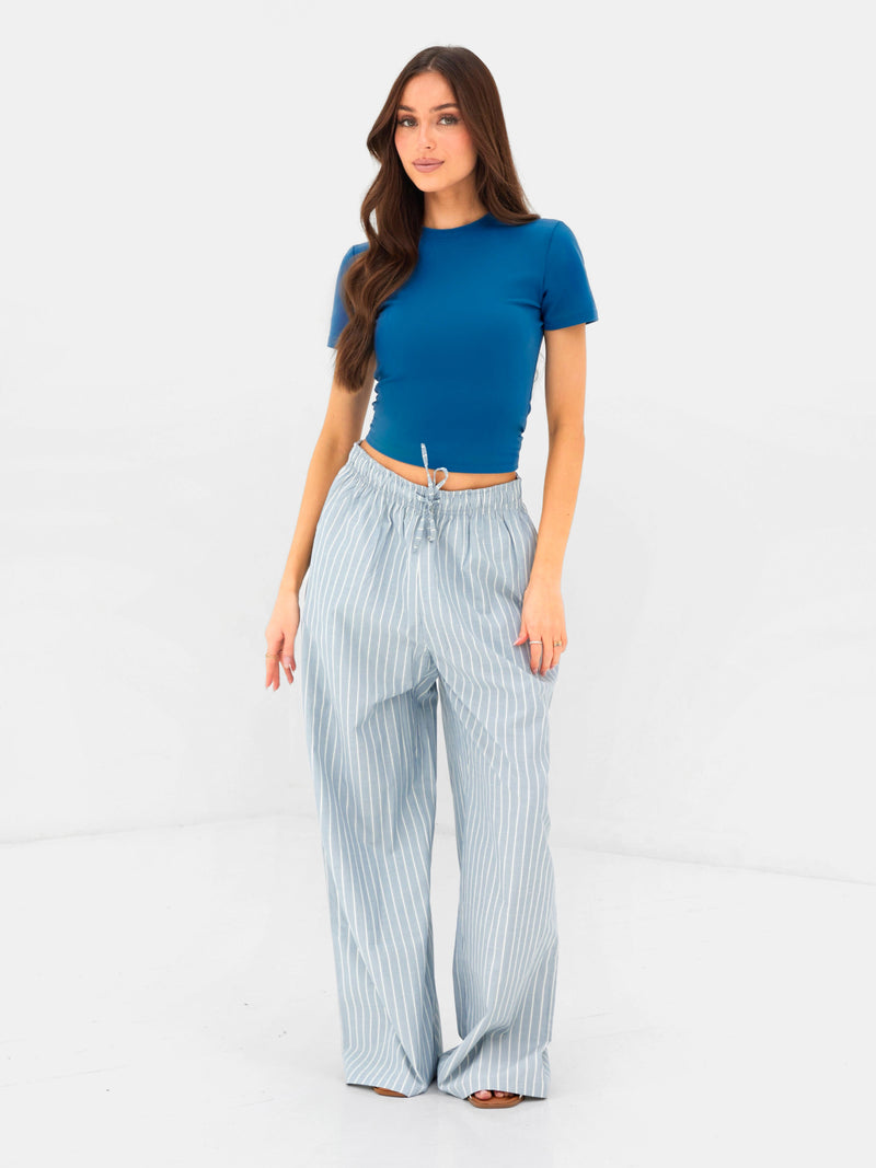 Elodie Stripe Trousers - Teal