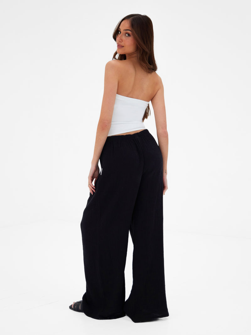 Mila Wide Leg Trousers - Black