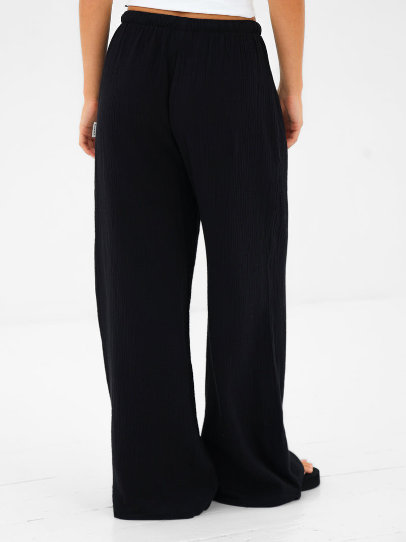Mila Wide Leg Trousers - Black