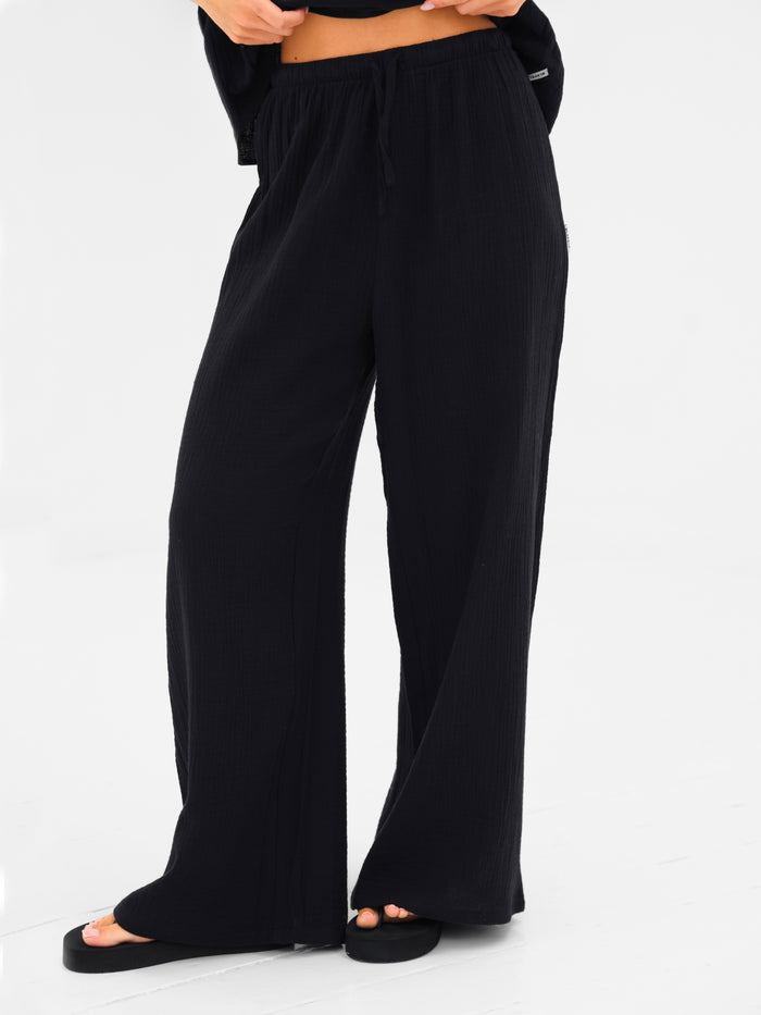 Mila Wide Leg Trousers - Schwarz