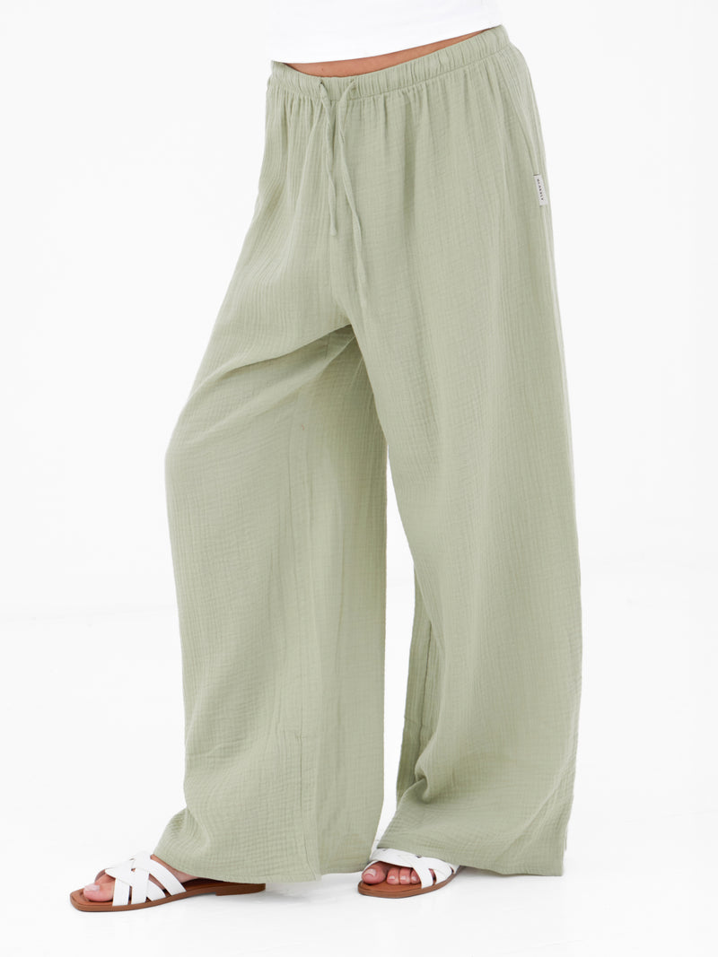 Mila Wide Leg Trousers - Weicher Salbei