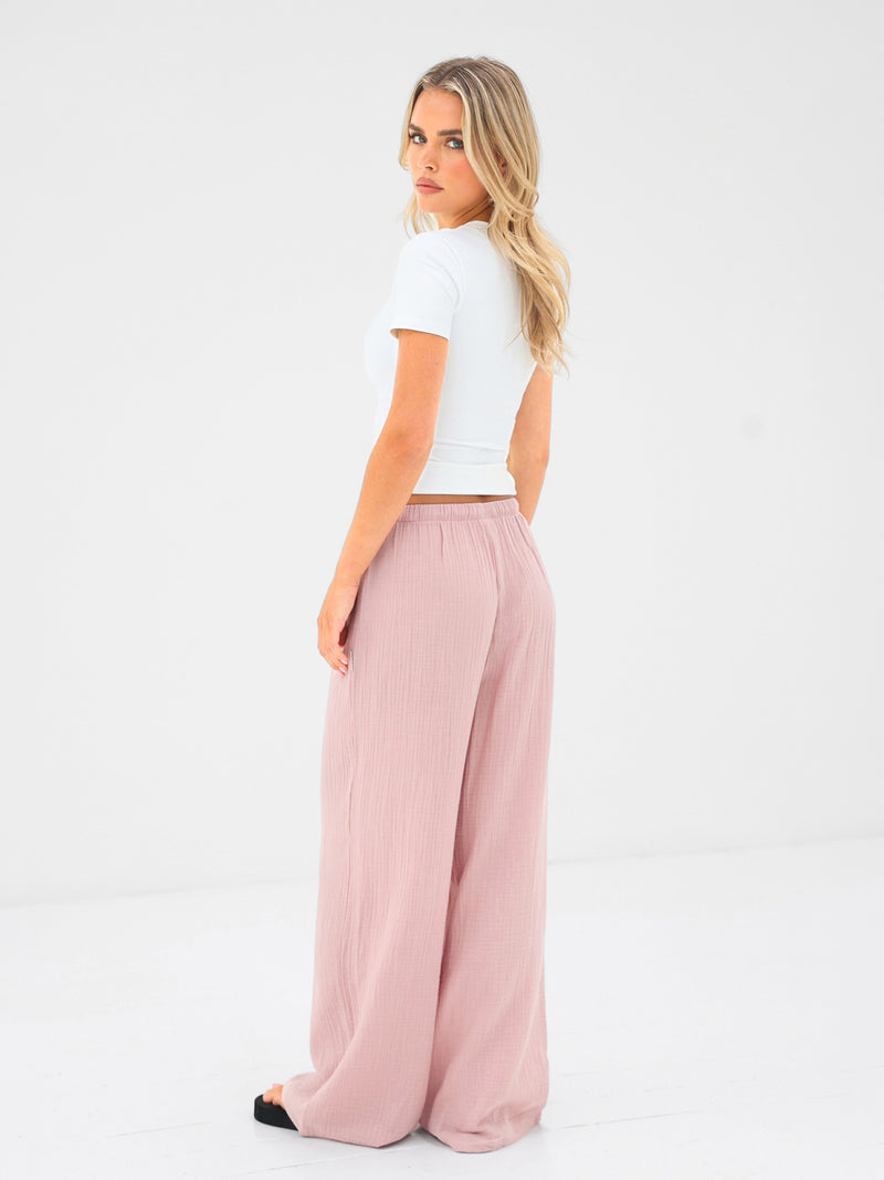 Mila Wide Leg Trousers - Lichtroze