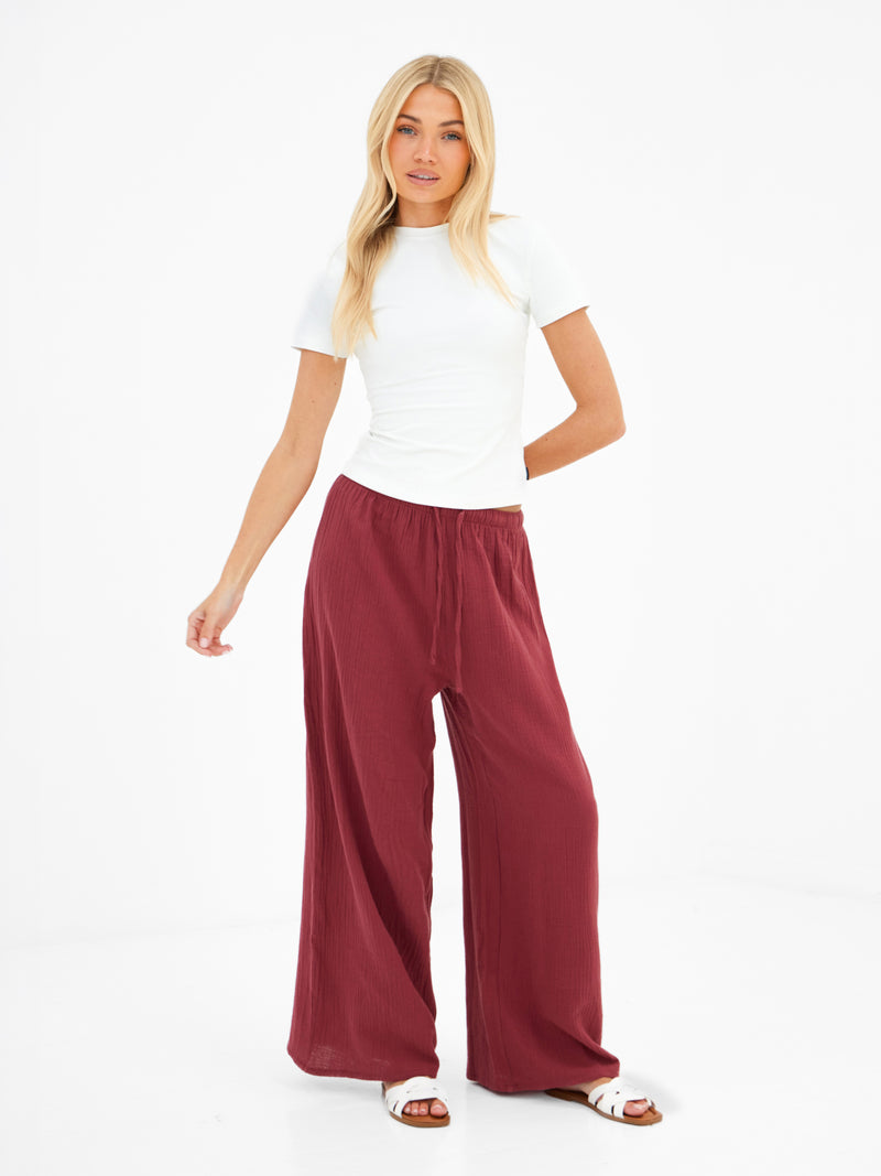 Mila Wide Leg Trousers - Rot gewaschen