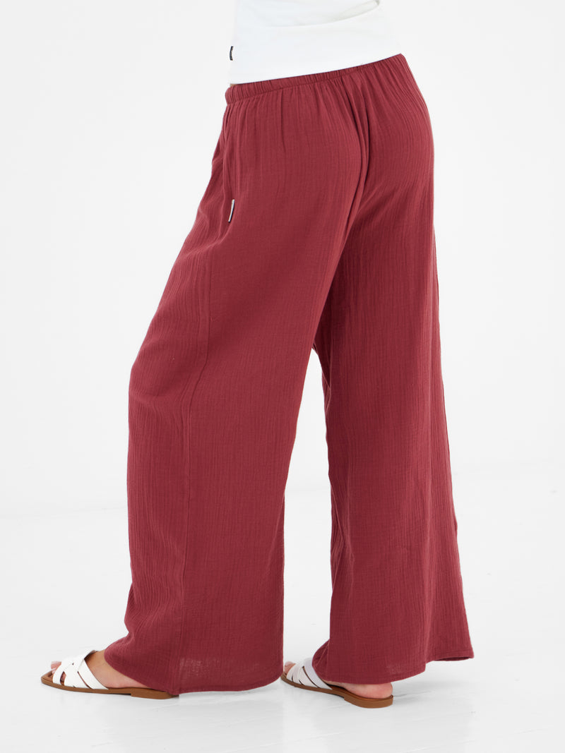 Mila Wide Leg Trousers - Rot gewaschen