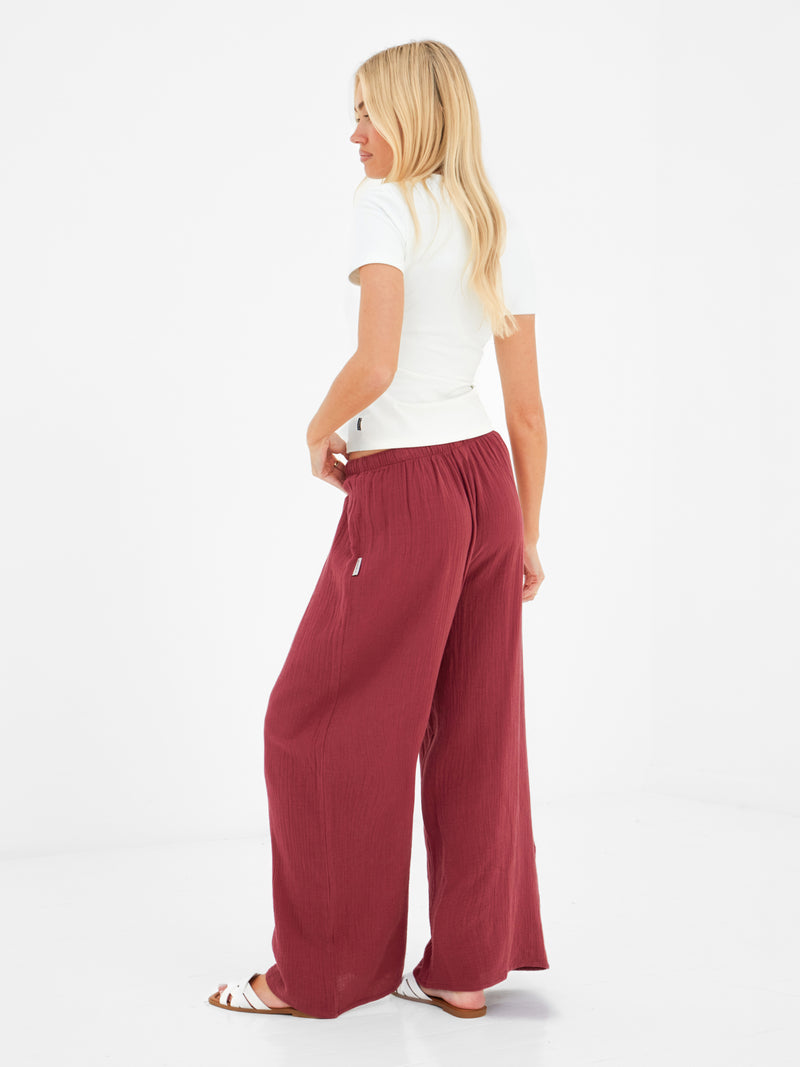Mila Wide Leg Trousers - Rot gewaschen