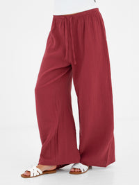 Mila Wide Leg Trousers - Rot gewaschen