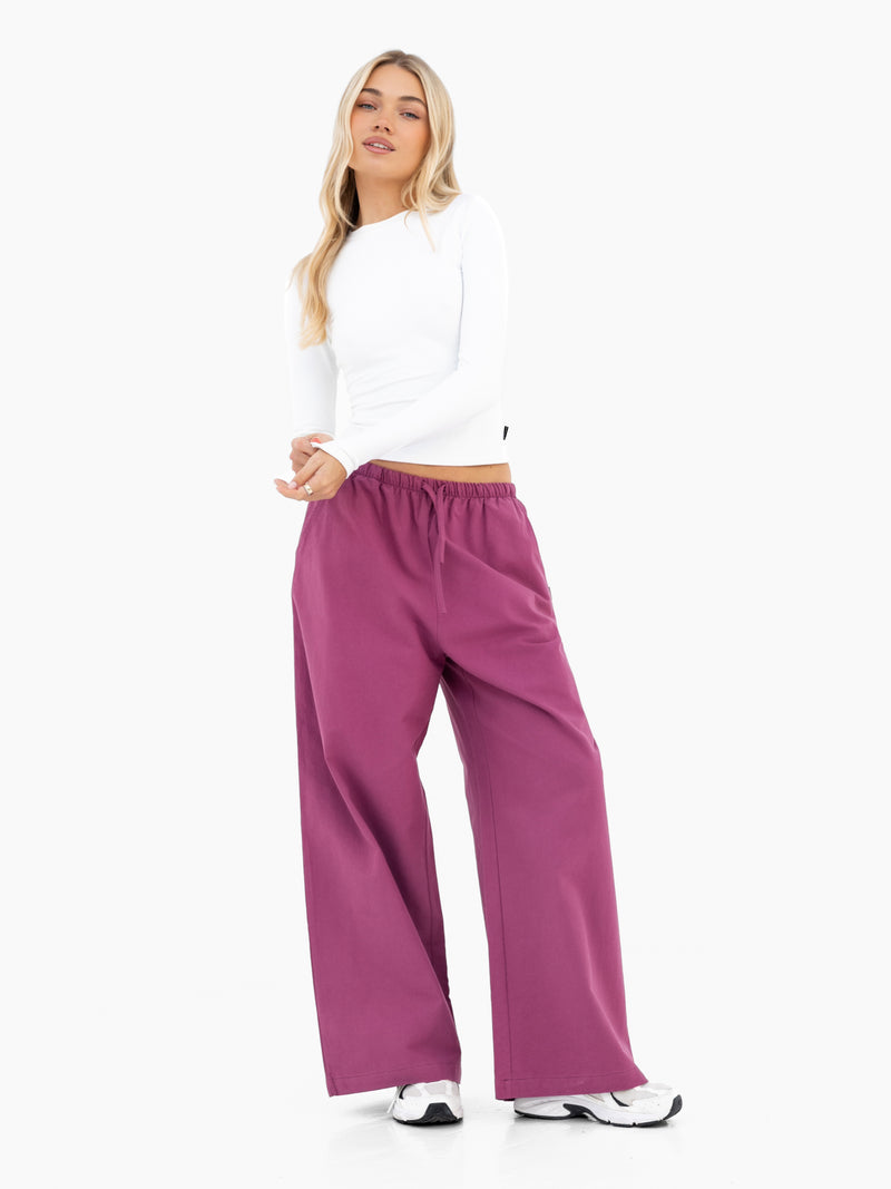 Maya Wide Leg Trousers - Maulbeere