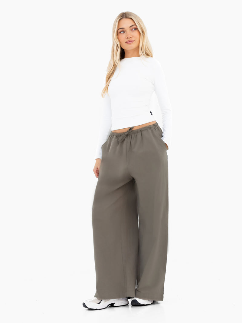 Maya Wide Leg Trousers - Safarigrün