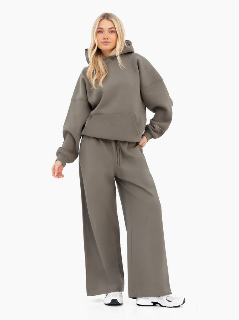 Maya Wide Leg Trousers - Safarigrün