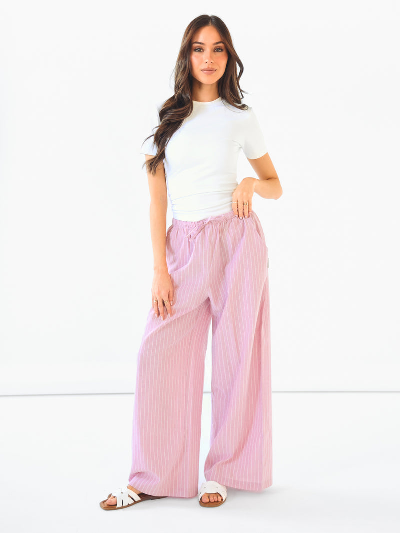 Summer Stripe Trousers - Rosa Streifen