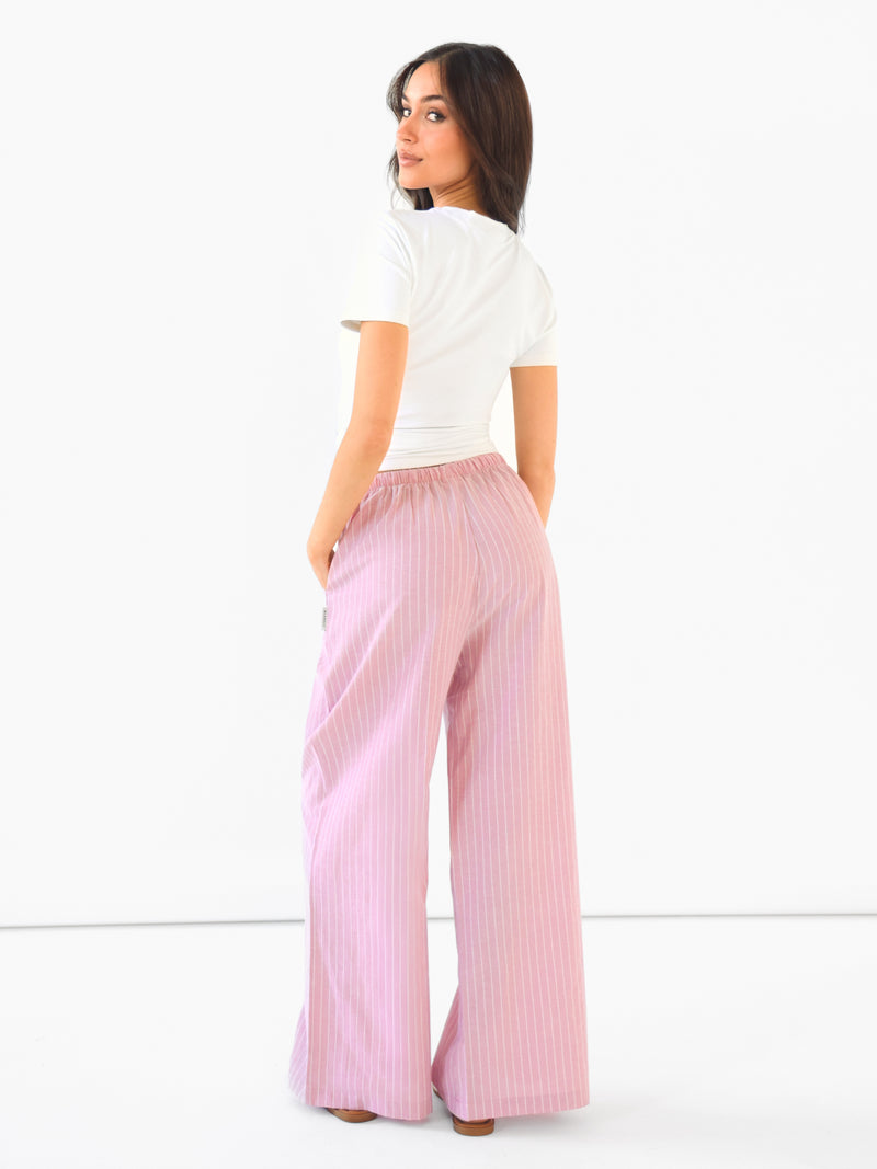 Summer Stripe Trousers - Rosa Streifen