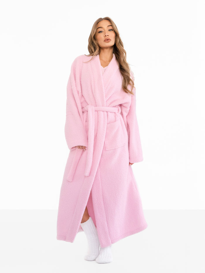 Isabel Embroidered Dressing Gown - Pale Pink