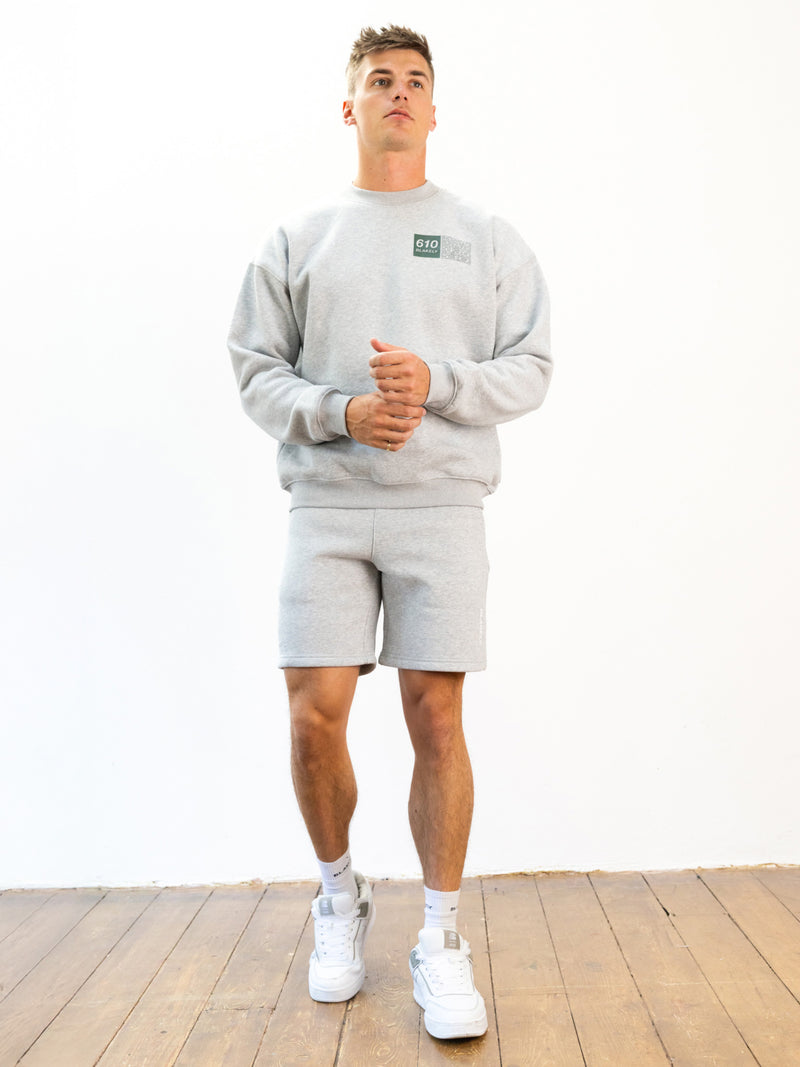 Italic Linear Relaxed Jogger Shorts - Mergelgrau