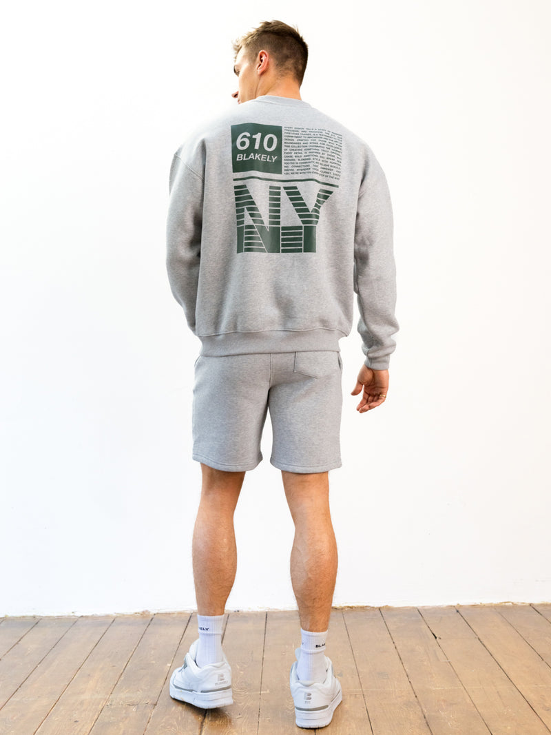 Italic Linear Relaxed Jogger Shorts - Mergelgrau