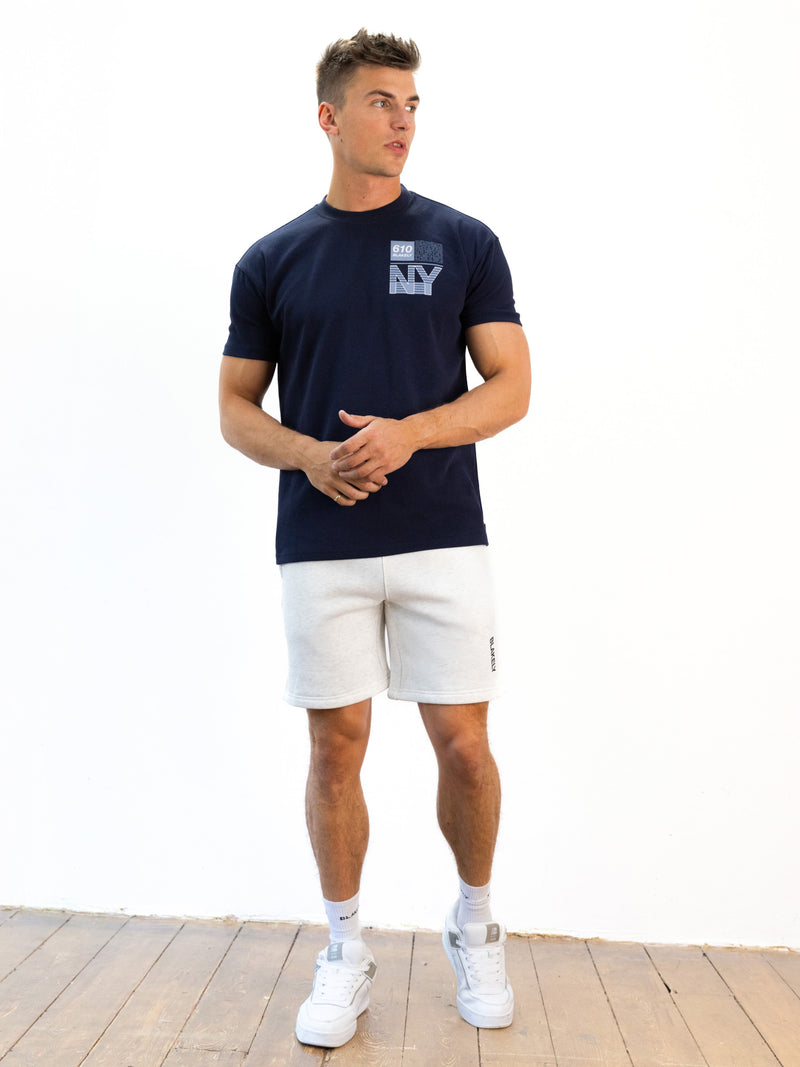 Italic Linear Relaxed Jogger Shorts - Mergelweiß