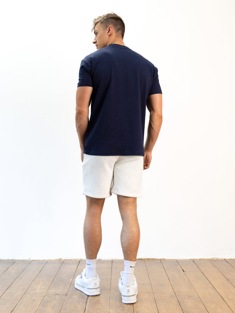 Italic Linear Relaxed Jogger Shorts - Mergelweiß