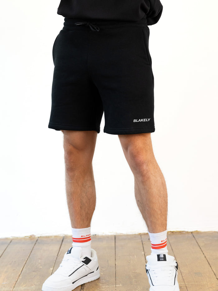 Italic Relaxed Jogger Shorts - Black