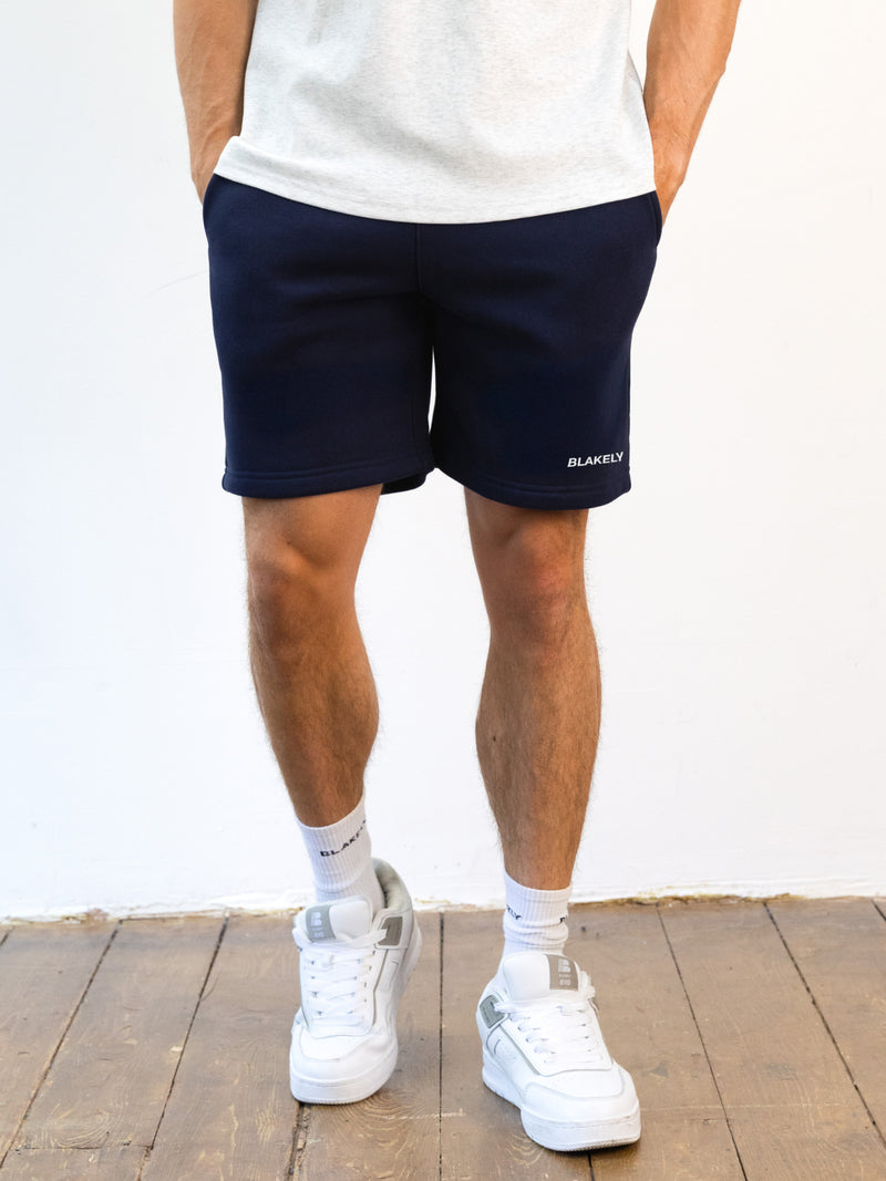 Italic Relaxed Jogger Shorts - Navy