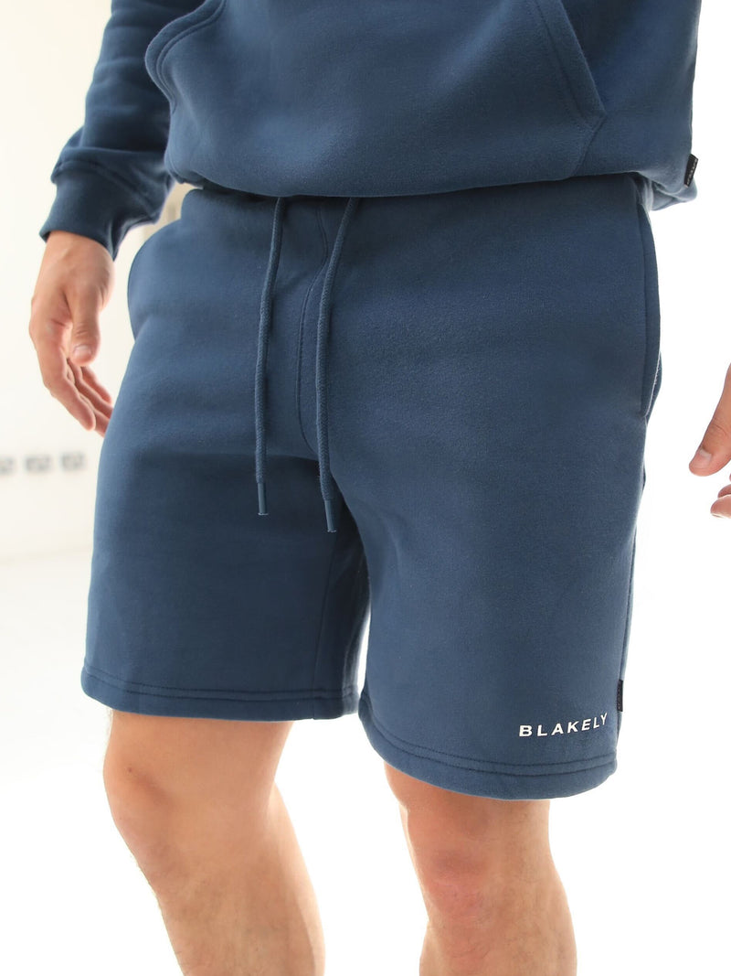 Riviera Initial Jogger Shorts - Mid Blue