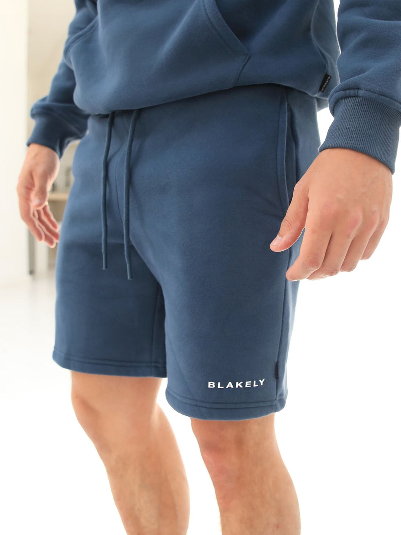 Riviera Initial Jogger Shorts - Mid Blue