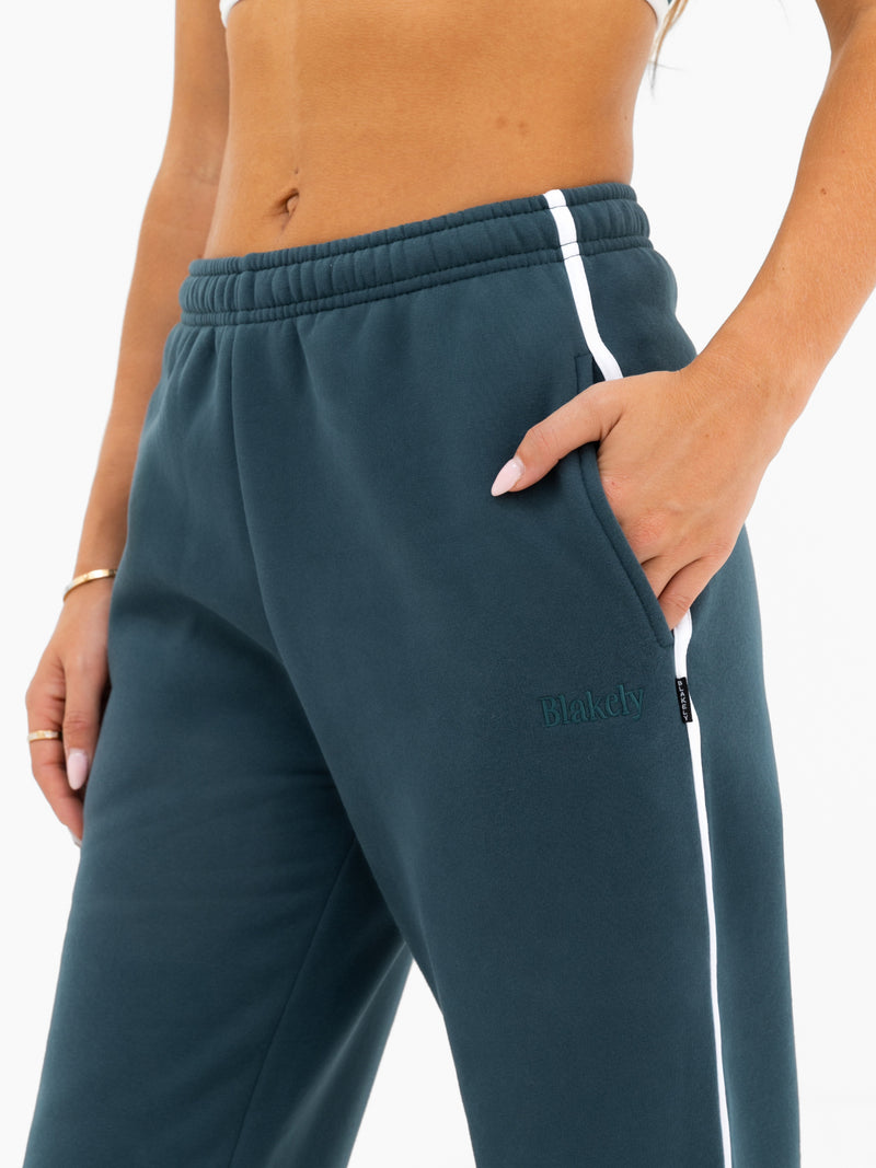 Jada Wide Leg Sweatpants - Blaugrünes Grün