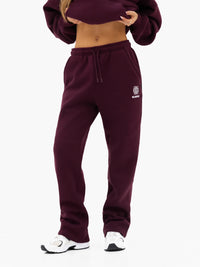 Iris Wide Leg Sweatpants - Dunkles Burgunderrot