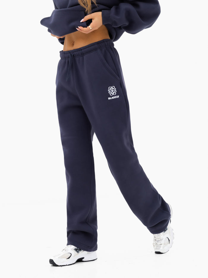 Iris Wide Leg Sweatpants - Echtes Marineblau