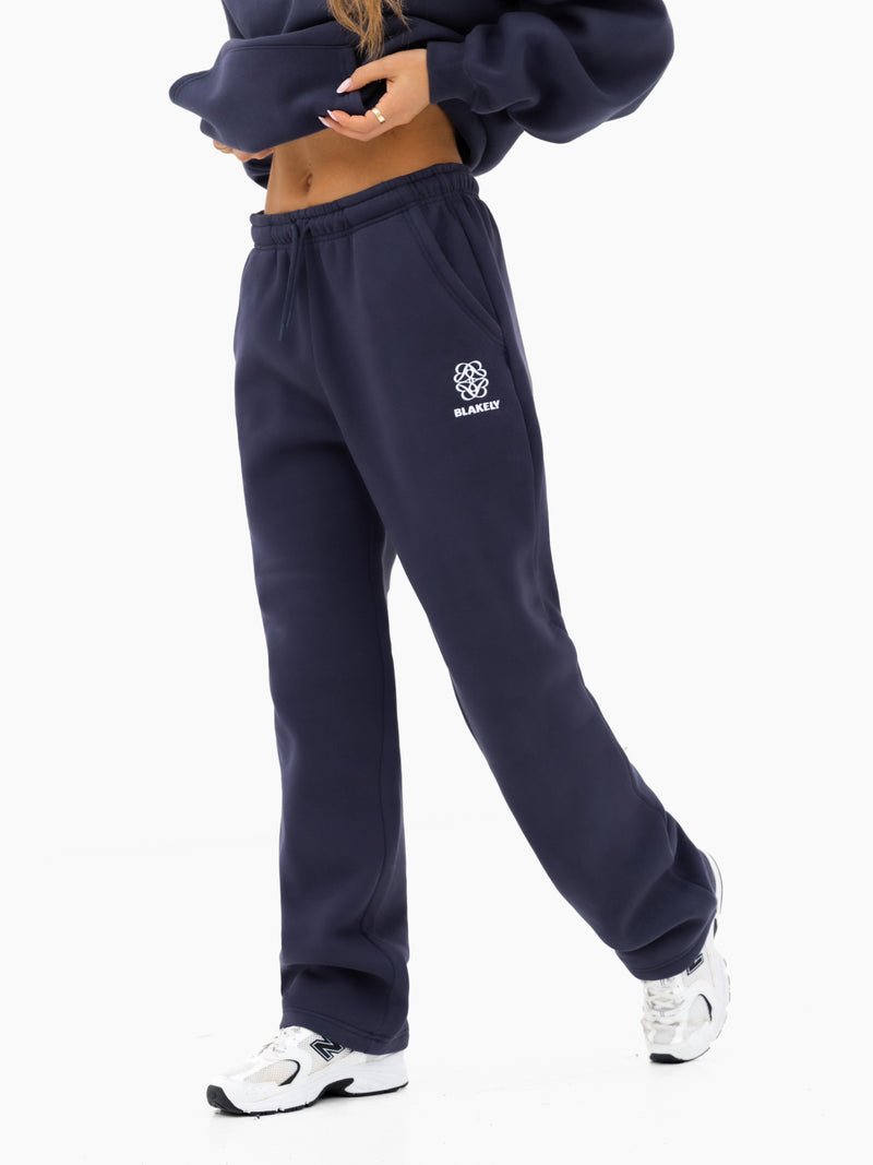 Iris Wide Leg Sweatpants - True Navy