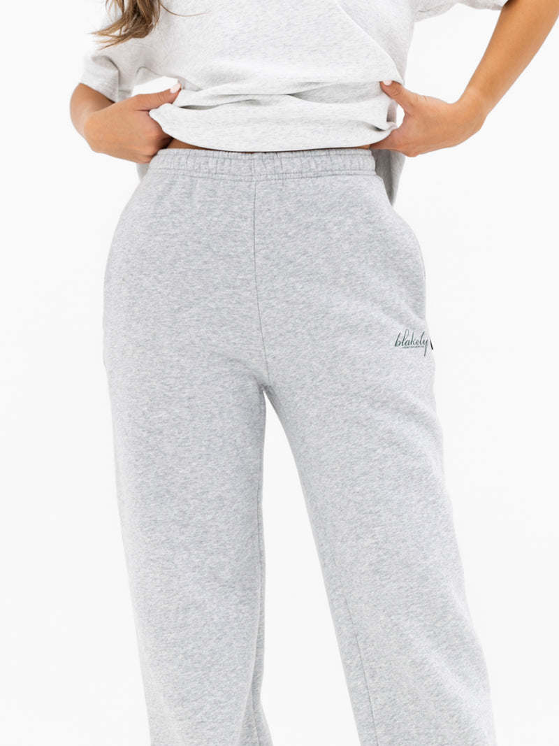Georgia Wide Leg Sweatpants - Mergelgrau