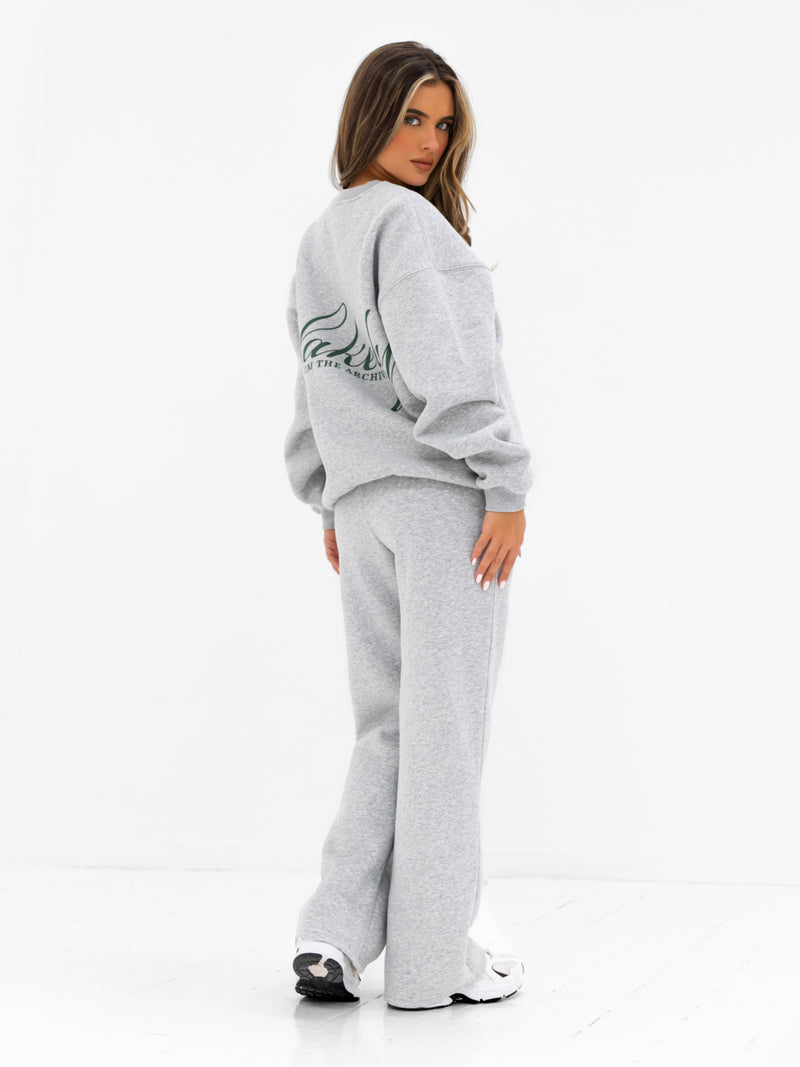 Georgia Wide Leg Sweatpants - Mergelgrau