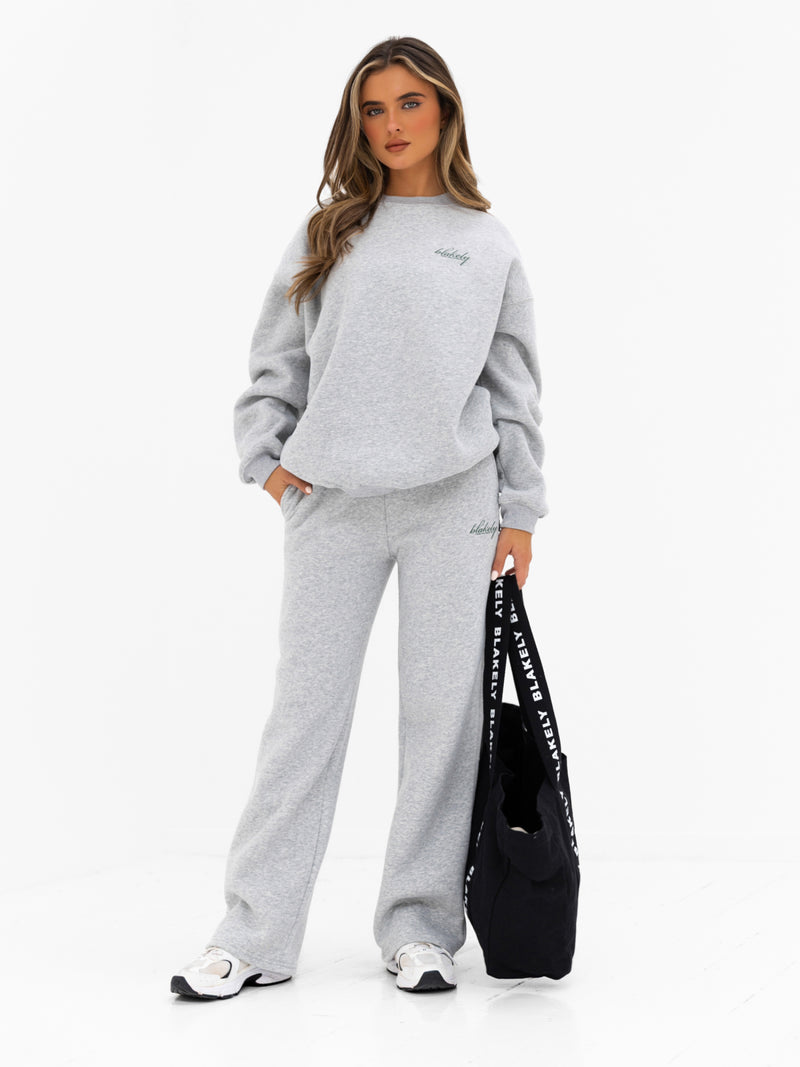 Georgia Wide Leg Sweatpants - Mergelgrau