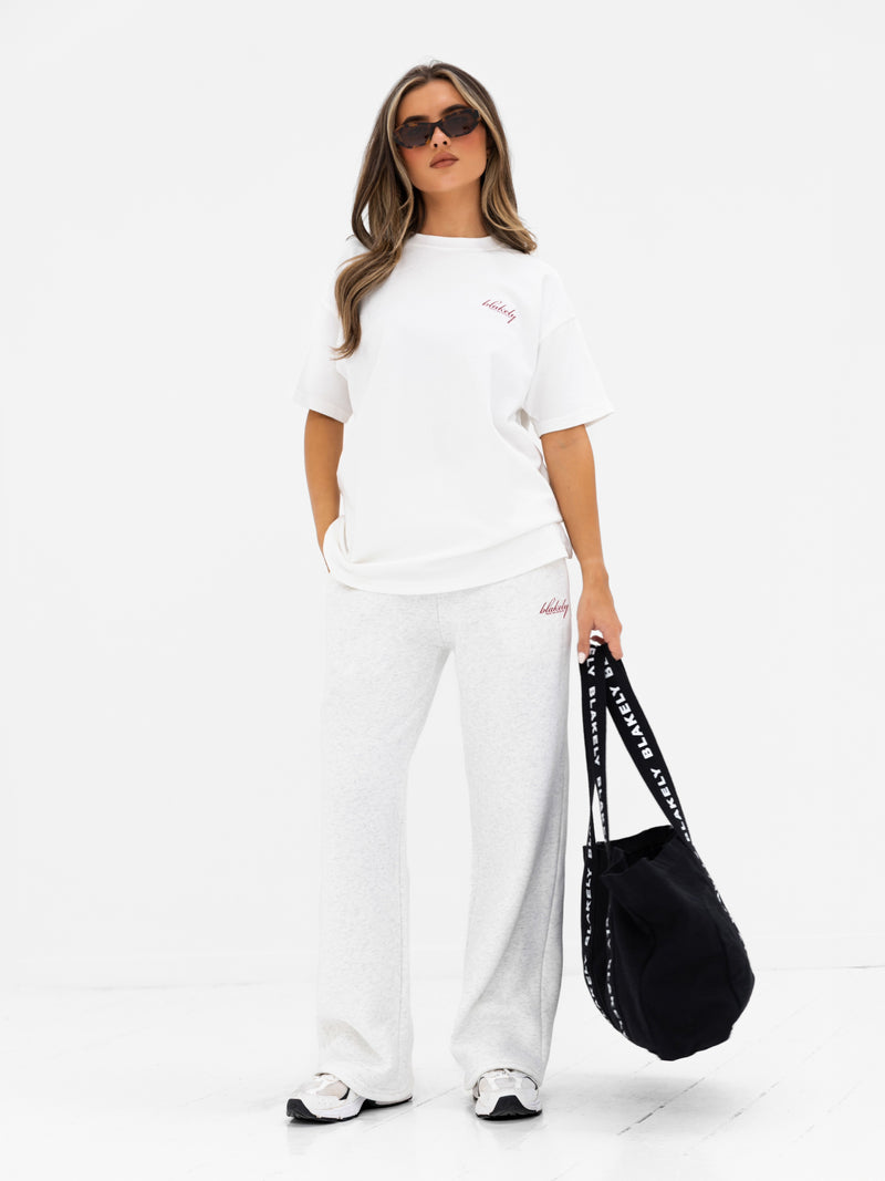 Georgia Wide Leg Sweatpants - Mergelweiß