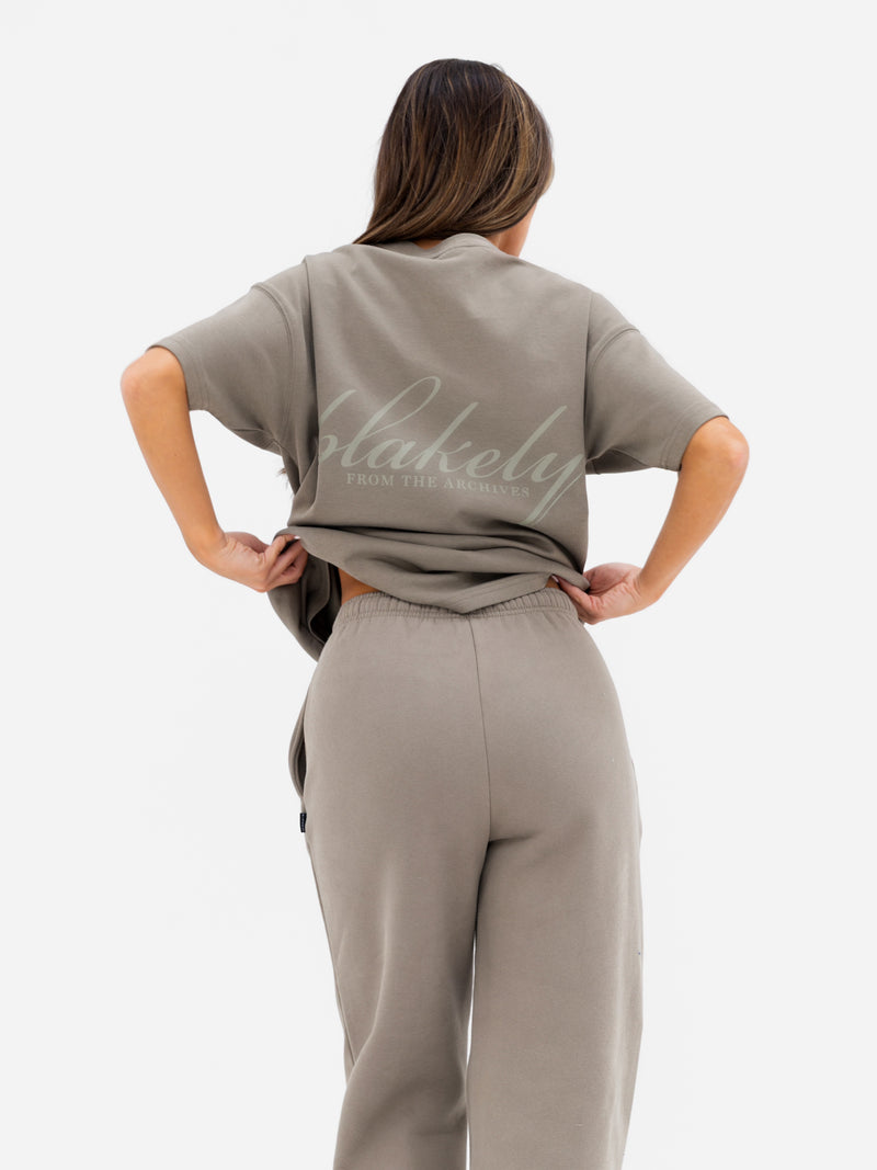 Georgia Wide Leg Sweatpants - Safarigrün