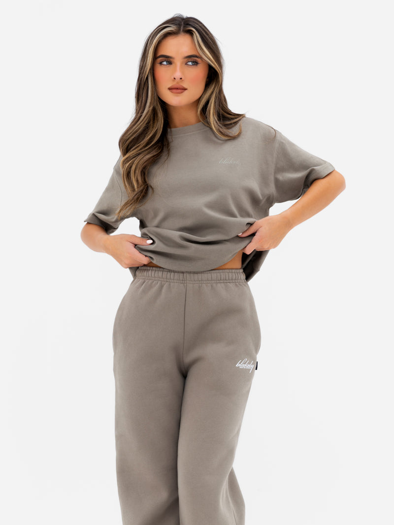 Georgia Wide Leg Sweatpants - Safarigrün