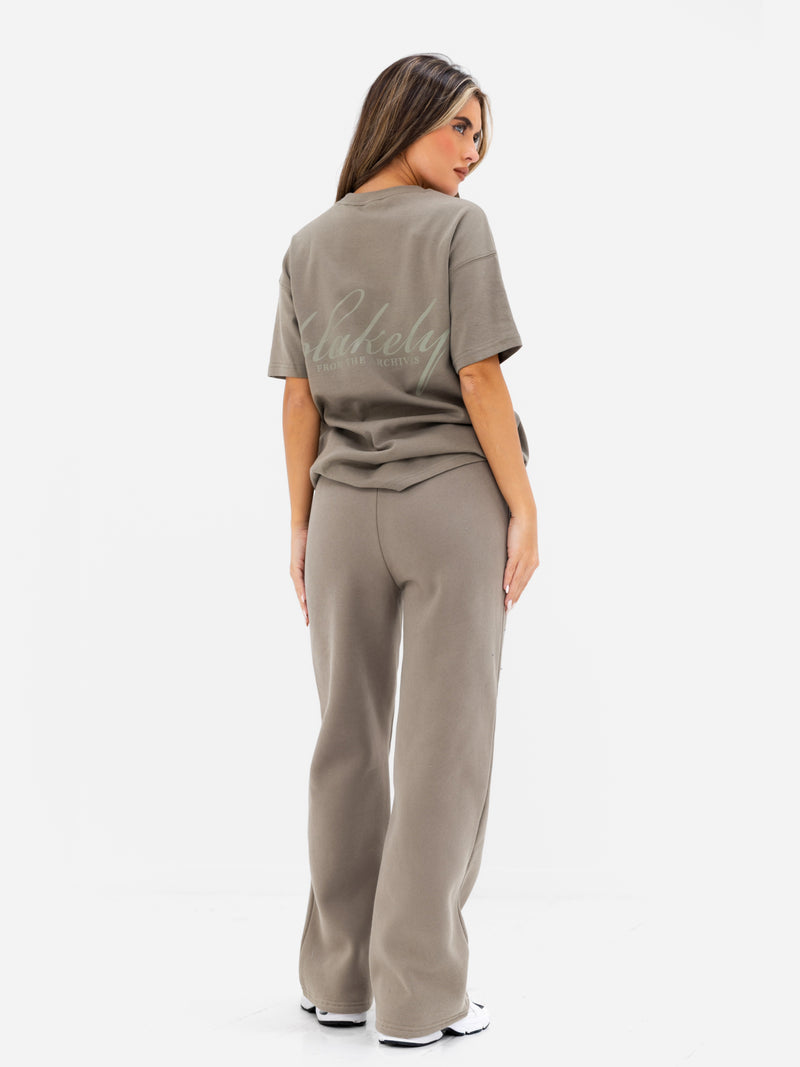 Georgia Wide Leg Sweatpants - Safarigrün