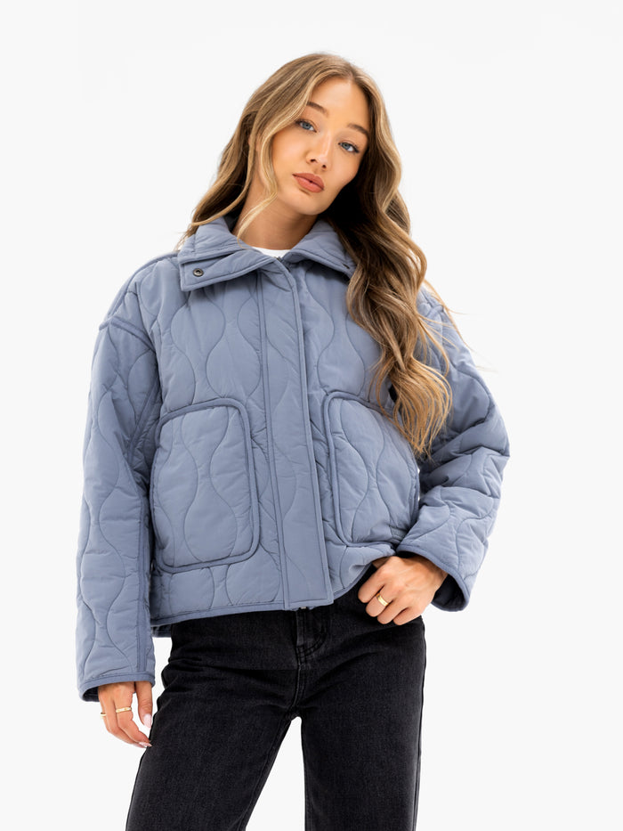 Ariana Quilted Jacket - Staubblau
