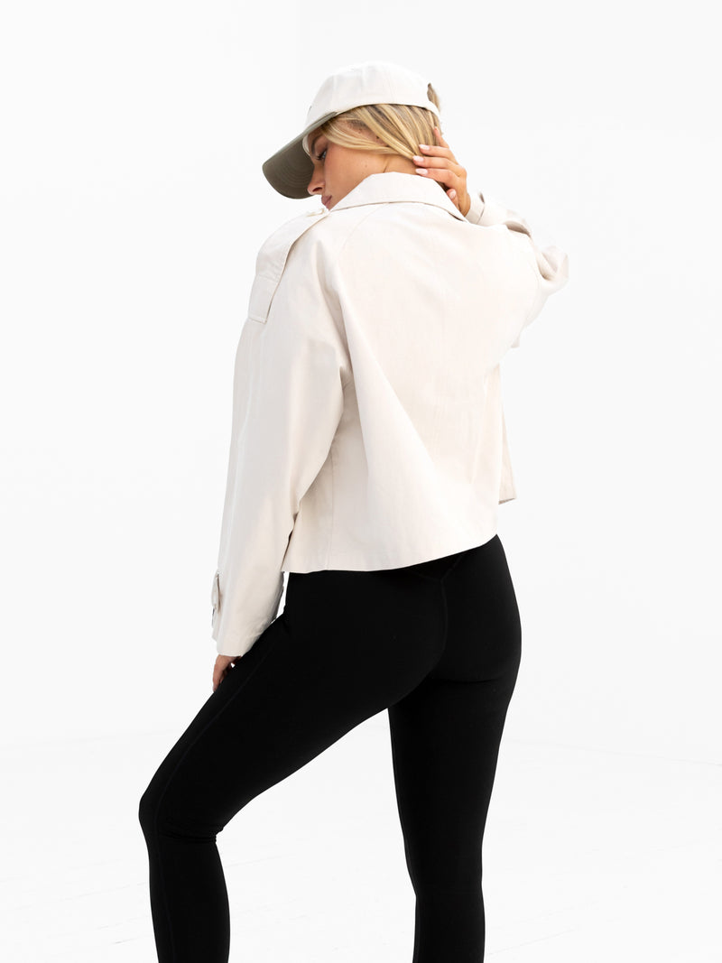 Amara Short Trench Coat - Cremefarben