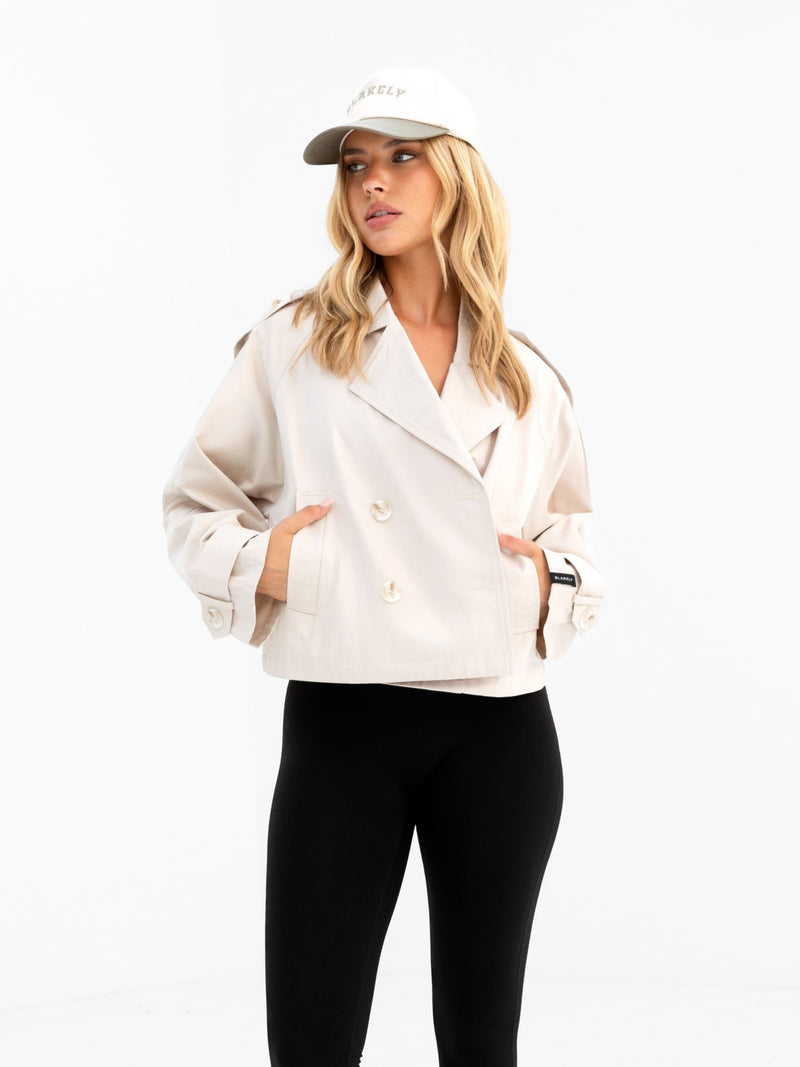 Amara Short Trench Coat - Cremefarben