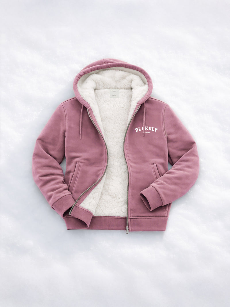 Heritage Oversized Full Zip Hoodie - Dusty Pink